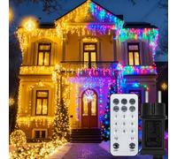 Cortina Luces Navidad Exterior 10M, 400 LED Guirnalda Luces de Cascada Prolongable, Función de Memoria, 11 Modos, 3 Temporizadores, Decoración para Navidad, Fiesta, Boda, Jardín, Balcón, Ventana