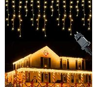 Cortina Luces Navidad Exterior LED Guirnaldas Luces 10M 400 LEDs Iluminación de Cascada Impermeables Timer 8 Modos Interiores y Exteriores Decoración para Navidad, Jardín, Balcón, Boda, Blanco Cálido