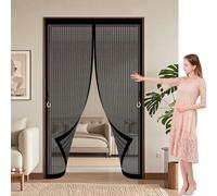 Cortina Magnética 100 x 125 cm Cierre Automático de Arriba a Abajo, Mantiene El Aire Fresco Dentro y Los Bichos Fuera Rede Mosquito Porta Magnética para Puertas Del Balcón, Negro