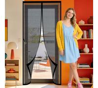 Cortina Magnética 101 x 294 cm Magnético Automático Mosquitera Magnetica Puerta Resistente a La Rotura para Todos Los Tamaños de Puertas, Negro