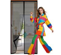 Cortina Magnética 103 x 299 cm Varios Tallas Cortina Magnética de Uso en Dos Temporadas, Resistente a Arañazos e Insectos para Puerta Exterior de Balcón Patio, Negro