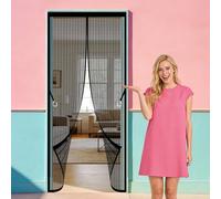 Cortina Magnética 114 x 282 cm Cierre Magnético de Arriba a Abajo Rede Mosquito Porta Magnética Resistente para Puertas de Patio y Balconeras, Negro