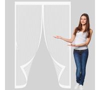 Cortina Magnética 120 x 130 cm Cierre Automático de Arriba a Abajo, Mantiene El Aire Fresco Dentro y Los Bichos Fuera Mosquito Net, Fly Screens for Doors para Puertas Del Balcón, Blanco