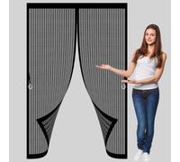 Cortina Magnética 120 x 130 cm Cierre Automático de Arriba a Abajo, Mantiene El Aire Fresco Dentro y Los Bichos Fuera Mosquito Net, Fly Screens for Doors para Puertas Del Balcón, Negro