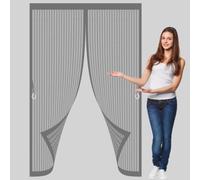 Cortina Magnética 120 x 130 cm Cierre Automático de Arriba a Abajo, Mantiene El Aire Fresco Dentro y Los Bichos Fuera Mosquito Net, Fly Screens for Doors para Puertas Del Balcón, Gris