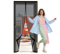 Cortina Magnética 121 x 192 cm Cierre Automático, Instalación sin Taladrar sin Taladrar Cortina Magnética Resistente para Puertas de Patio y Balconeras, Negro