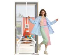 Cortina Magnética 121 x 194 cm Cierre Automático, Instalación sin Taladrar sin Taladrar Cortina Magnética Resistente para Puertas de Patio y Balconeras, Blanco