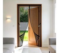 Cortina Magnética 122 x 266 cm Imanes para Un Autocierre Puerta de Malla Magnética No Requiere Herramientas, Fácil de Instalar para Puertas de Patio y Balconeras, Negro