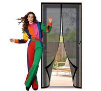 Cortina Magnética 123 x 192 cm Varios Tallas Cortina Mosquitera Puerta Exterior con Imanes No Requiere Herramientas, Fácil de Instalar para Todos Los Tamaños de Puertas, Negro