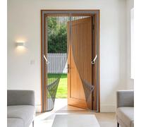 Cortina Magnética 123 x 276 cm Imanes para Un Autocierre Puerta de Malla Magnética No Requiere Herramientas, Fácil de Instalar para Puertas de Patio y Balconeras, Gris