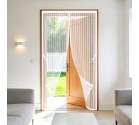 Cortina Magnética 123 x 298 cm Imanes para Un Autocierre Puerta de Malla Magnética No Requiere Herramientas, Fácil de Instalar para Puertas de Patio y Balconeras, Blanco