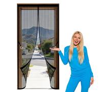 Cortina Magnética 124 x 210 cm Fácil de Instalar, No Requiere Herramientas Puerta de Malla Magnética Resistente a La Rotura para Balcón Puerta Corredera de Patio, Negro
