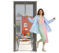 Cortina Magnética 125 x 200 cm Cierre Automático, Instalación sin Taladrar sin Taladrar Cortina Magnética Resistente para Puertas de Patio y Balconeras, Gris