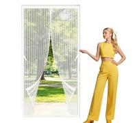 Cortina Magnética 127 x 263 cm Se Cierra Automáticamente Puerta de Malla Magnética Resistente para Puertas Cortina de Sala de Estar Balcón Corredera de Patio, Blanco