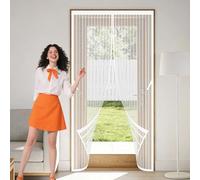 Cortina Magnética 131 x 253 cm Se Cierra Automáticamente Mosquitera Puerta con Iman Mantiene El Aire Fresco Dentro y Los Bichos Fuera para Puertas de Salón Balcón Corredor, Blanco