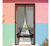 Cortina Magnética 132 x 270 cm Magnético Automático Mosquitera Magnetica Puerta Montaje Sencillo sin Necesidad de Taladrar para Balcón Puerta Corredera de Patio, Negro
