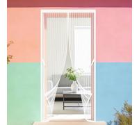 Cortina Magnética 134 x 242 cm Magnético Automático Mosquitera Magnetica Puerta Montaje Sencillo sin Necesidad de Taladrar para Balcón Puerta Corredera de Patio, Blanco