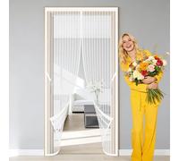 Cortina Magnética 134 x 273 cm Magnético Automático sin Taladrar Cortina Magnética Resistente a La Rotura, Resistente para Puerta Del Balcón, Puerta Patio, Blanco