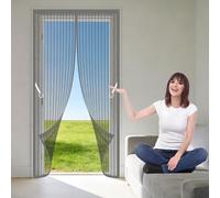 Cortina Magnética 135 x 200 cm Imanes para Un Autocierre Cortina Puerta Exterior de Balcón Patio Proteja a su Familia de Los Mosquitos para Puertas de Patio y Balconeras, Gris