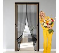 Cortina Magnética 138 x 264 cm Magnético Automático sin Taladrar Cortina Magnética Resistente a La Rotura, Resistente para Puerta Del Balcón, Puerta Patio, Negro