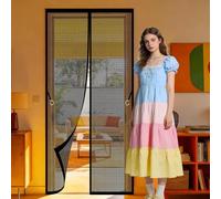 Cortina Magnética 139 x 273 cm Fácil de Instalar, No Requiere Herramientas Mosquitera Magnética Fácil Instalación sin Taladrar para Puertas de Patio y Balconeras, Negro