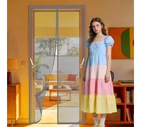 Cortina Magnética 139 x 279 cm Fácil de Instalar, No Requiere Herramientas Mosquitera Magnética Fácil Instalación sin Taladrar para Puertas de Patio y Balconeras, Gris