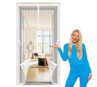 Cortina Magnética 150 x 215 cm Varios Tallas Mosquitera Puerta Magnetica Corredera Cortina No Requiere Herramientas, Fácil de Instalar para Puertas de Balcón O Terraza, Blanco