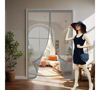 Cortina Magnética 186 x 180 cm sin Taladros, Cierre Automático, Fácil de Instalar y Lejos de Los Mosquitos con Iman sin Taladrar Puerta de Malla Magnética para Sala de Estar, Patio, Gris