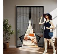 Cortina Magnética 196 x 202 cm sin Taladros, Cierre Automático, Fácil de Instalar y Lejos de Los Mosquitos con Iman sin Taladrar Puerta de Malla Magnética para Sala de Estar, Patio, Negro