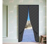 Cortina Magnética 62 x 215 cm con Térmica y Aislante Cortina Aislante para Puertas con Cinta Adhesiva para Interiores y Exteriores, Negro