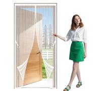 Cortina Magnética 71 x 222 cm Magnético Automático Cortina Mosquitera Puerta Proteja a su Familia de Los Mosquitos para Todos Los Tamaños de Puertas, Blanco
