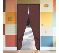 Cortina Magnética 73 x 227 cm con Térmica y Aislante Cortina de Puerta Aislante Termica con Cinta Adhesiva para Patio Balcón Terraza, marrón
