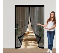 Cortina Magnética 81 x 172 cm Cierre Automático de Arriba a Abajo, Mantiene El Aire Fresco Dentro y Los Bichos Fuera Cortinas para Puertas Exteriores para Puertas Del Balcón, Negro