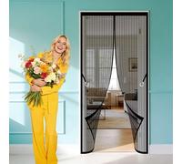 Cortina Magnética 81 x 200 cm Varios Tallas Mosquitero Magnético Puerta Resistente a La Rotura para Balcón Salón Dormitorio Puerta de Patio, Negro