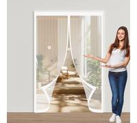 Cortina Magnética 81 x 214 cm Cierre Automático de Arriba a Abajo, Mantiene El Aire Fresco Dentro y Los Bichos Fuera Cortinas para Puertas Exteriores para Puertas Del Balcón, Blanco