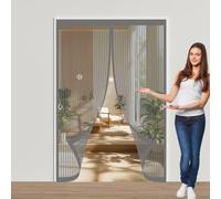 Cortina Magnética 89 x 216 cm Cierre Automático de Arriba a Abajo, Mantiene El Aire Fresco Dentro y Los Bichos Fuera Cortinas para Puertas Exteriores para Puertas Del Balcón, Gris