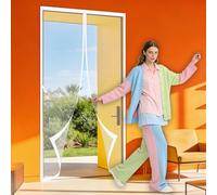 Cortina Magnética a Prueba de Mosquito para Balcón 67 x 295 cm Imán sin Necesidad de Taladrar Mosquito Net Resistente para Balcón Puerta Corredera de Patio, Blanco