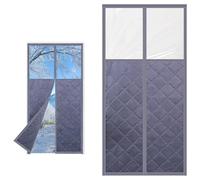 Cortina Magnética Autoabsorbente Para Puerta Espesar Invierno Cortina De Puerta Con Ventana Protección Contra El Frío No Requiere Perforación Para Balcón Sala Estar Patio(Gris,95x180cm)