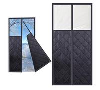 Cortina Magnética Autoabsorbente Para Puerta Espesar Invierno Cortina De Puerta Con Ventana Protección Contra El Frío No Requiere Perforación Para Balcón Sala Estar Patio(Negro,180x210cm)