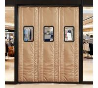 Cortina Magnética Con Aislamiento Térmico, Resistentes A La Intemperie Y Térmicas Puertas Con Ventana Visible, Cortinas Magnéticas Insonorizadas De Algodón PU Invierno(Light Coffee,29.5"W x 87.7"L)