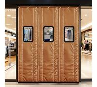 Cortina Magnética Con Aislamiento Térmico, Resistentes A La Intemperie Y Térmicas Puertas Con Ventana Visible, Cortinas Magnéticas Insonorizadas De Algodón PU Invierno(Coffee,29.5"W x 87.7"L)