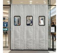 Cortina Magnética Con Aislamiento Térmico, Resistentes A La Intemperie Y Térmicas Puertas Con Ventana Visible, Cortinas Magnéticas Insonorizadas De Algodón PU Invierno(Silver,27.6"W x 94.5"L)