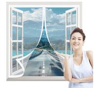 Cortina Magnetica Mosquitera 102 x 52 cm Cierre Magnético, Malla Fina, Transpirable, Resistente y Duradera Mosquiteras Enrollables para Múltiples Tipos de Ventana, Blanco