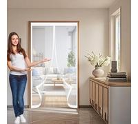Cortina Magnetica Mosquitera 130 x 140 cm Cierre Automático, sin Taladrar, Antimosquitos, Fácil Instalación, Mosquitera Magneticas para Puerta Corredera, Puerta de Salón, Blanco