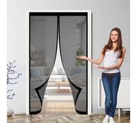 Cortina Magnetica Mosquitera 135 x 140 cm Protección Contra Insectos, Malla Fina, Mantiene El Aire Fresco, Mosquiteras de Puerta para Puerta de Balcón, de Patio, Negro
