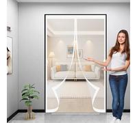 Cortina Magnetica Mosquitera 175 x 180 cm Protección Contra Insectos, Malla Fina, Mantiene El Aire Fresco, Mosquiteras de Puerta para Puerta Corredera, de Salón, Blanco