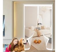 Cortina Magnetica Mosquitera 175 x 190 cm Protección Contra Insectos, Malla Fina, Mantiene El Aire Fresco, Mosquiteras de Puerta para Puerta Corredera, de Salón, Blanco