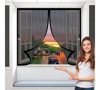 Cortina Magnetica Mosquitera 45 x 145 cm Protección Contra Insectos, Malla Fina, Mantiene El Aire Fresco, Mosquitera Ventana para Puerta Corredera, Puerta de Salón, Negro