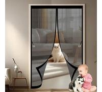 Cortina Magnetica Mosquitera 95 x 140 cm Cierre Automático, sin Taladrar, Antimosquitos, Fácil Instalación, Cortinas Mosquiteras para Puerta de Balcón, Puerta de Patio, Negro