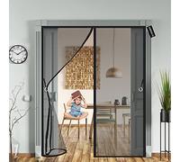 Cortina magnética para Puerta 175 x 260 cm Magnetica Corredera Cortina,Cierre Automaticamente Evita Paso de Insectos,para Puertas Cortina de Sala de Estar la Puerta,Negro